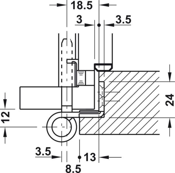 Objekttürband Edelstahl matt VN 3939/100 für gefälzte Objekttüren bis 100 kg Simonswerk